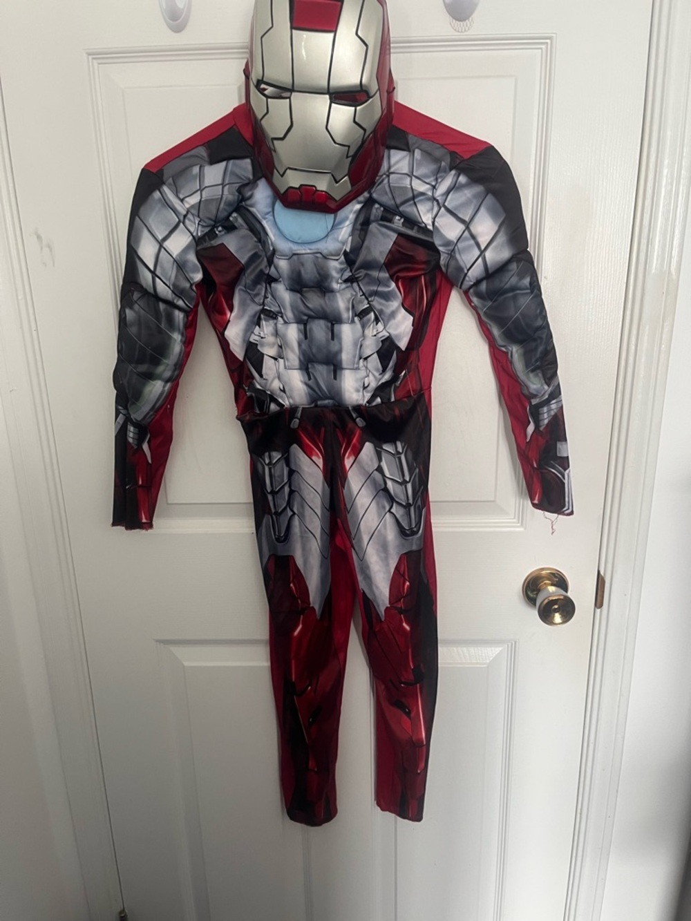 Iron Man Red and Silver padded Muscle Chest Jumpsuit costume with mask